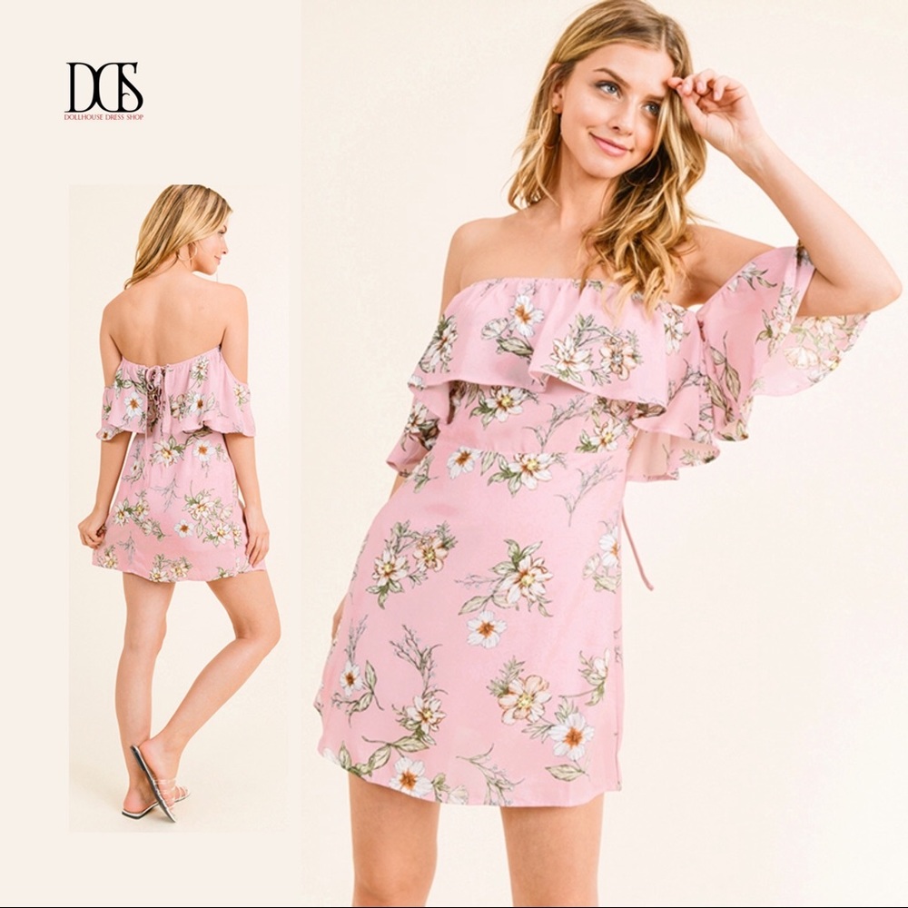 Pretty Lady - Floral Boho Off Shoulder Dress - Picture 3 of 5